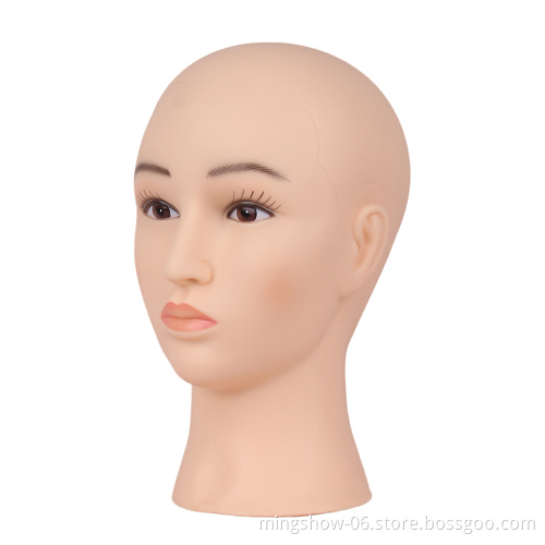 Smiling eyelash extension mannequin head with removable eyelids